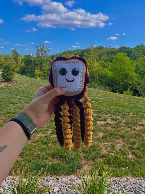 Peanut Butter and jelly-fish crochet plushie